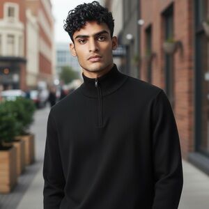 TRUE ROCK Solid Mockneck Pullover Sweater Black